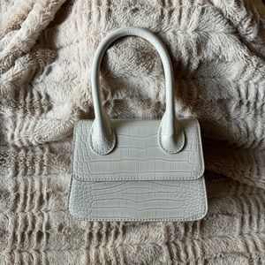 Abercrombie white top handle faux croc purse